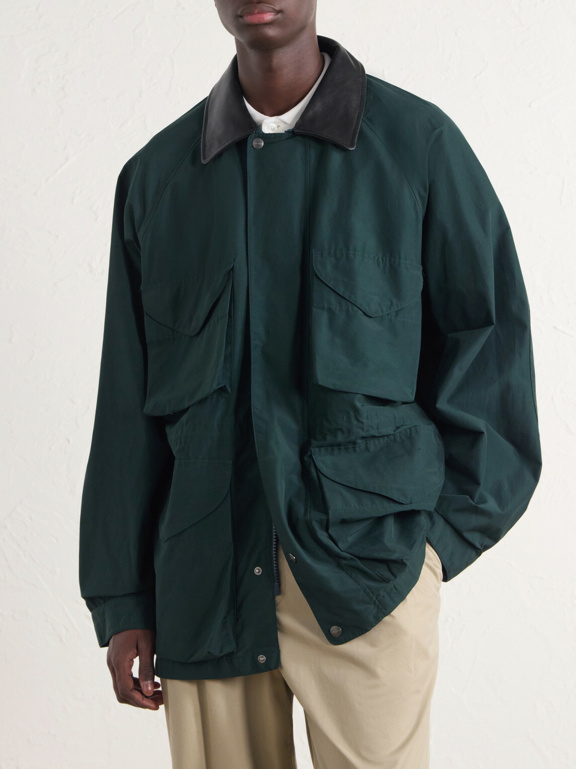 Aimé Leon Dore - Leather-Trimmed Cotton-Blend Jacket - Green
