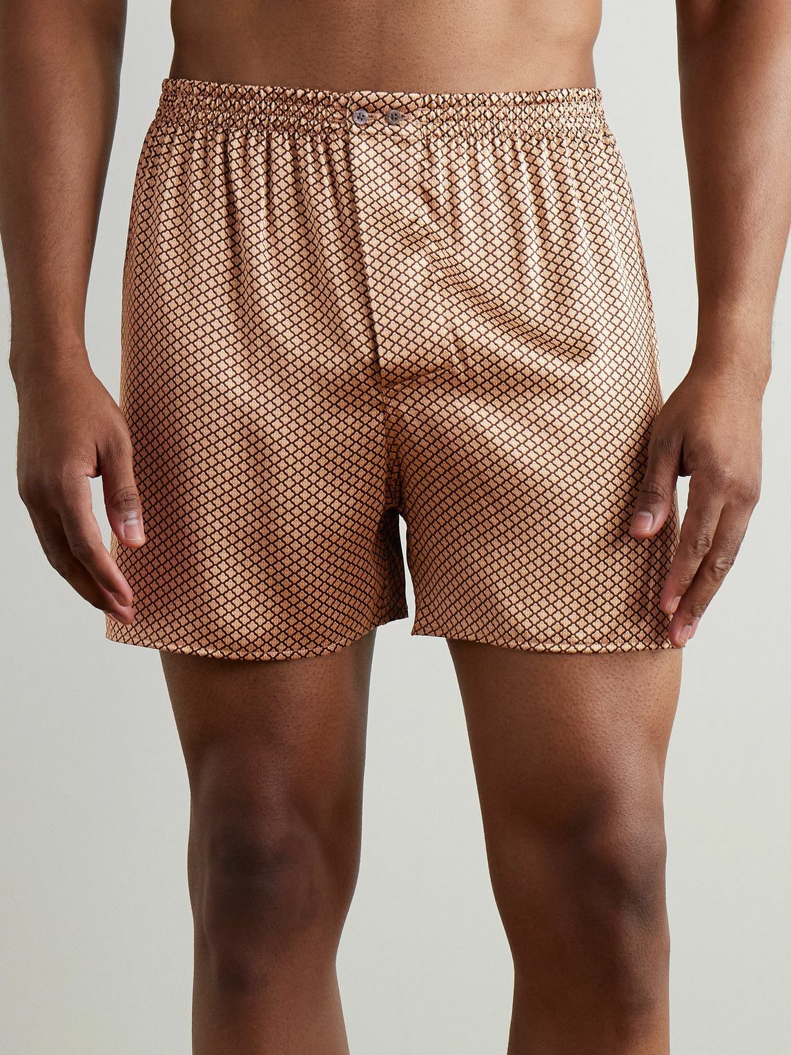 ZIMMERLI - Printed Silk-Satin Boxer Shorts - Gold
