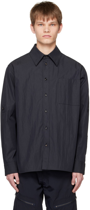 Photo: Bottega Veneta Navy Crinkled Shirt