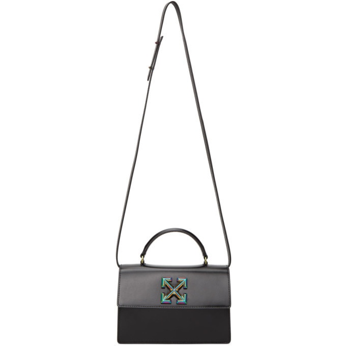 Jitney Small Leather Shoulder Bag in Black - Off White