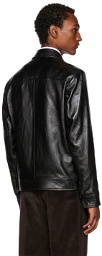 Paul Smith Black Grained Leather Jacket