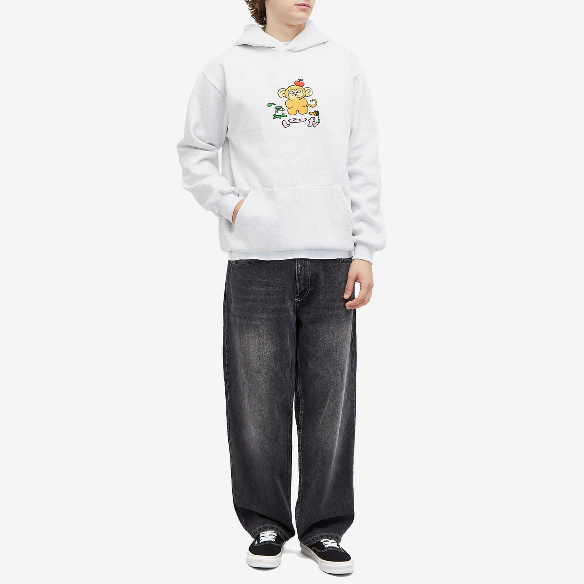 Lo-Fi Men's Art Monkey Hoodie in Ash