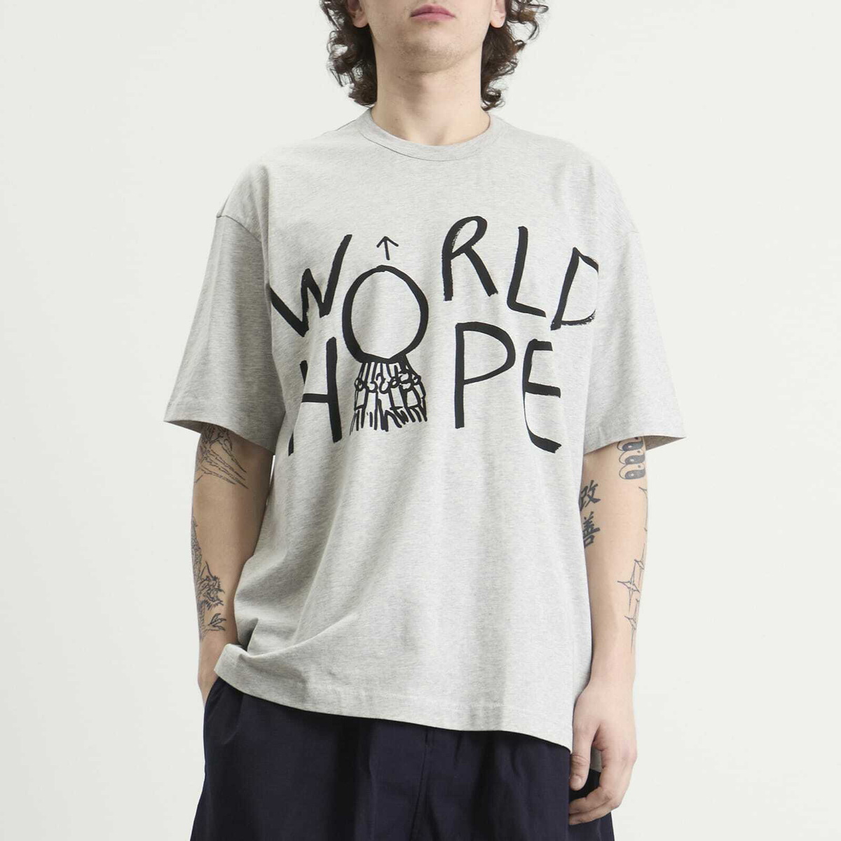 Comme des Garçons SHIRT Men's World Hope T-Shirt in Grey