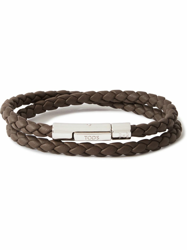 Photo: Tod's - MyColors 2 Woven Leather and Silver-Tone Wrap Bracelet