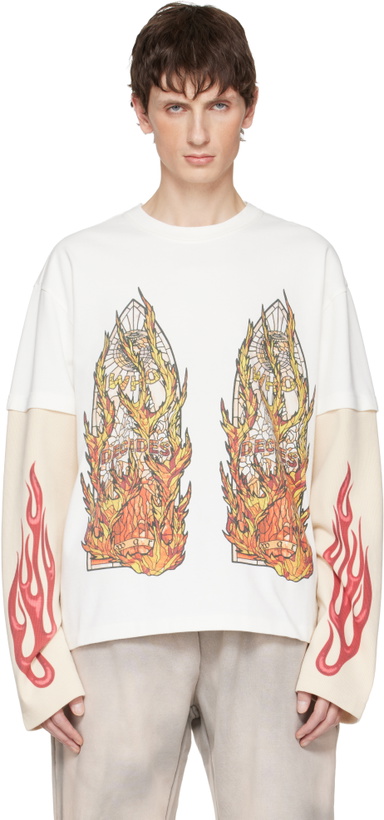 Photo: Who Decides War Off-White Flame Glass Double T-shirt