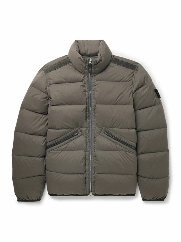 Photo: Stone Island - Grosgrain-Trimmed Logo-Appliquéd Quilted Shell Down Jacket - Brown