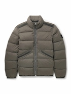 Stone Island - Grosgrain-Trimmed Logo-Appliquéd Quilted Shell Down Jacket - Brown