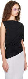 Entire Studios Black Lycra Side Drape Top