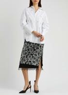 Huishan Zhang Leja Embellished Tulle Midi Skirt Silver