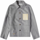 Loewe Men's Wool Workwear Jacket in Grey Melange