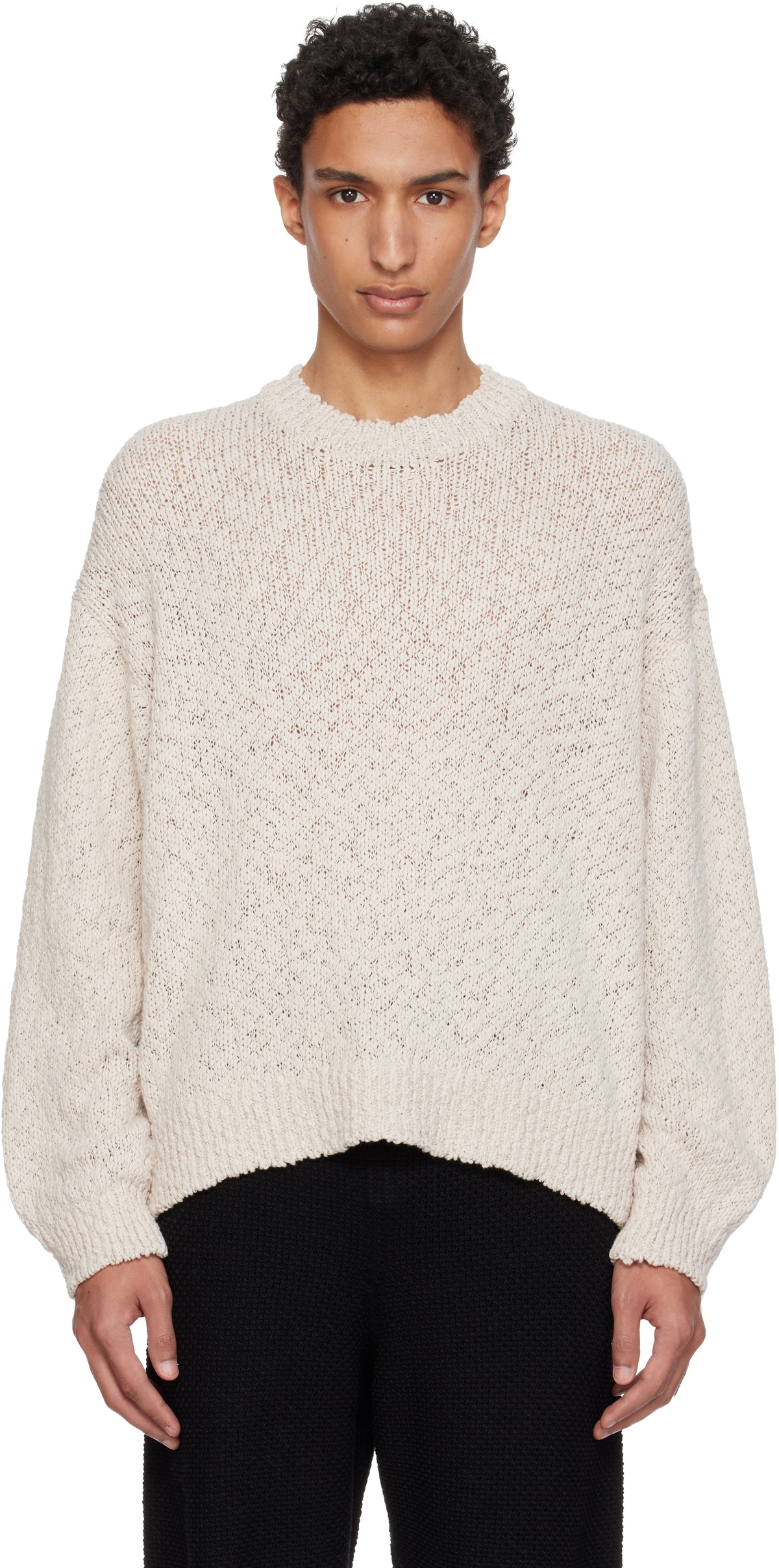 HOMME PLISSÉ ISSEY MIYAKE Beige Risotto Knit Sweater