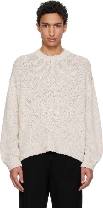 Photo: HOMME PLISSÉ ISSEY MIYAKE Beige Risotto Knit Sweater
