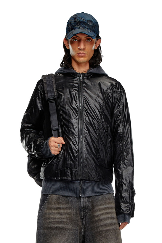 Photo: Diesel Biker jacket in shiny ripstop - Jackets Mens in Black