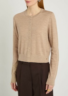 Anine Bing Moni Wool and Cashmere-blend Cardigan Taupe