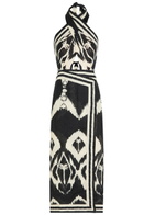 Johanna Ortiz Buen Viento Halterneck Linen Midi Dress Black