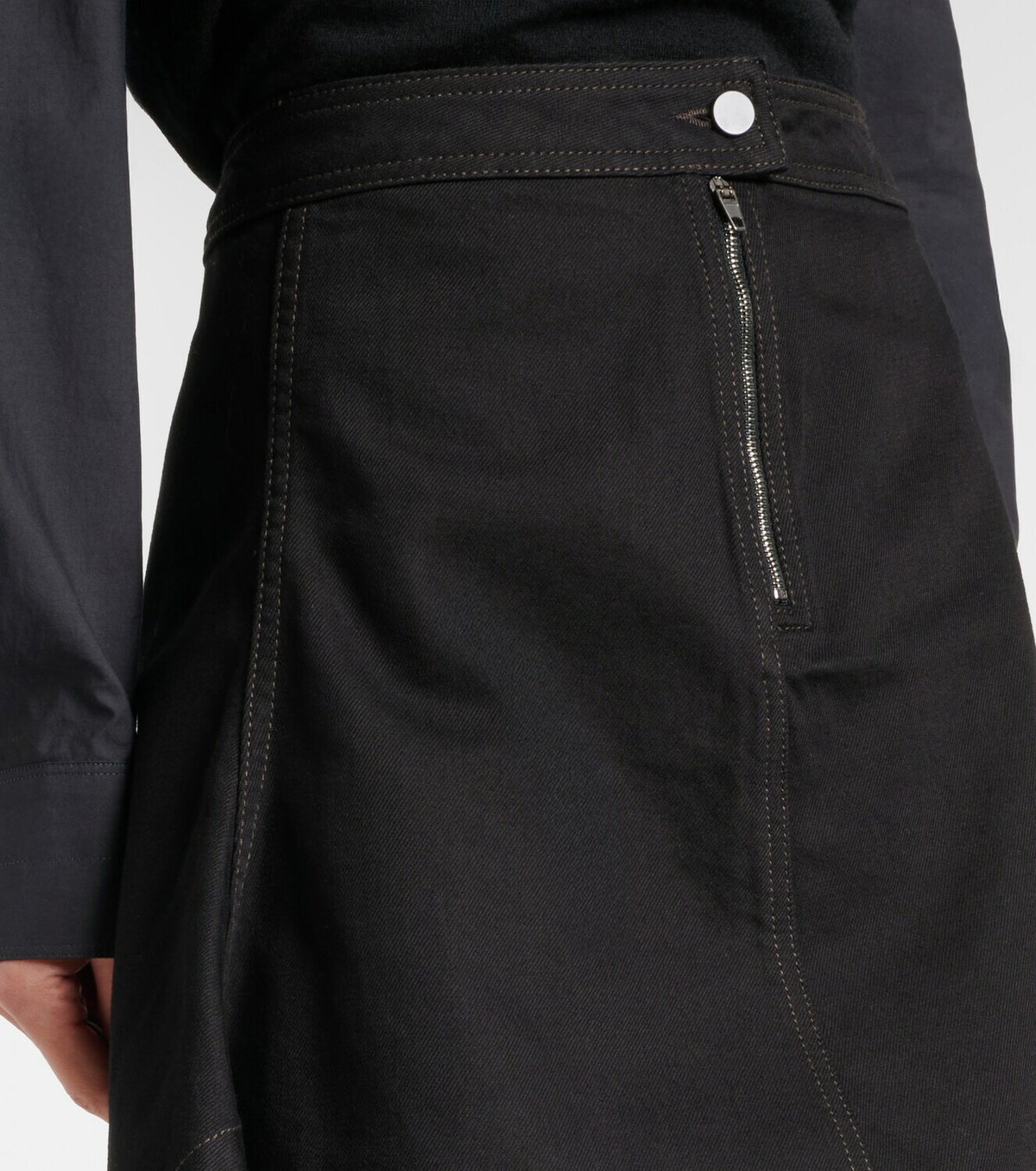 Lemaire Asymmetric denim midi skirt