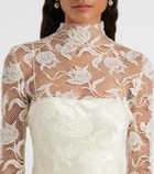 Danielle Frankel Bridal Adena floral lace-trimmed wool and silk gown