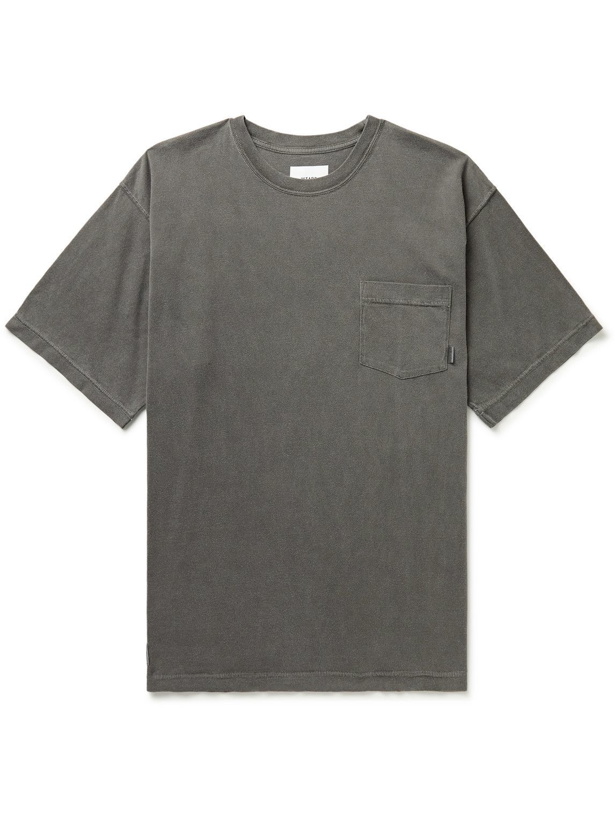 Photo: WTAPS - Blank Logo-Appliquéd Garment-Dyed Cotton-Jersey T-Shirt - Gray