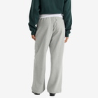 DUNST Women's Unisex Leather Logo Wide Sweat Pants in Melange Grey