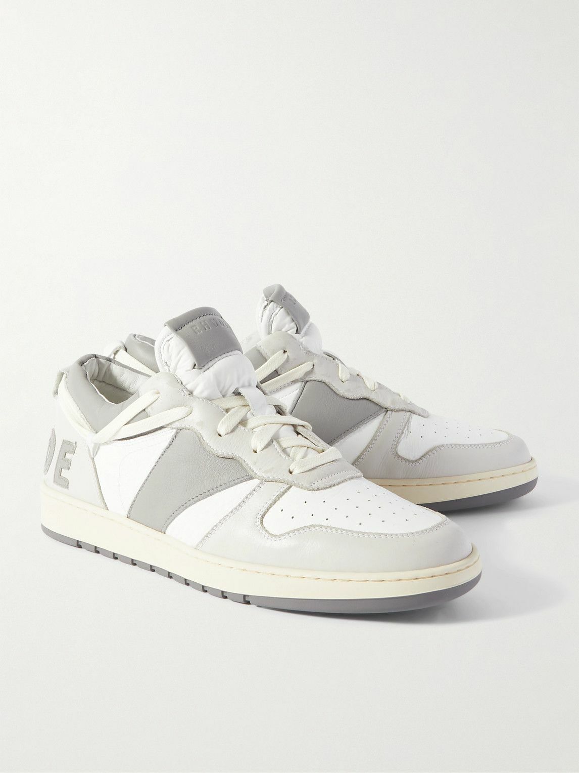 Rhude - Rhecess Colour-Block Distressed Leather Sneakers - White