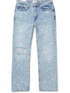 FRAME - The Boxy Straight-Leg Distressed Paint-Splattered Jeans - Blue
