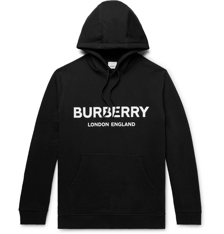 Photo: Burberry - Logo-Print Loopback Cotton Jersey Hoodie - Black