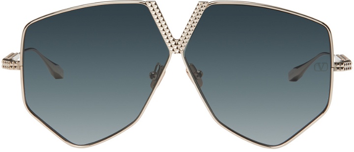 Photo: Valentino Garavani Gold V-Hexagon Sunglasses