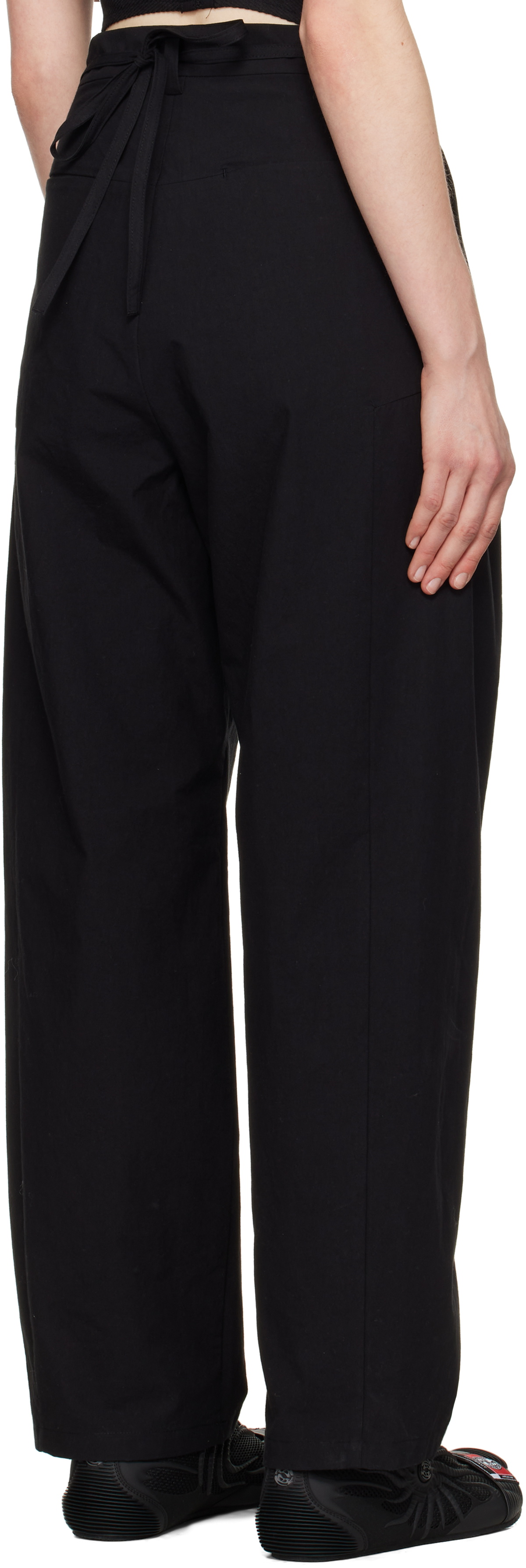 HYEIN SEO Black Wide Beaded Belt Trousers