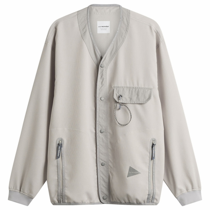 Photo: and wander Men's Vent Cardigan in Light Grey