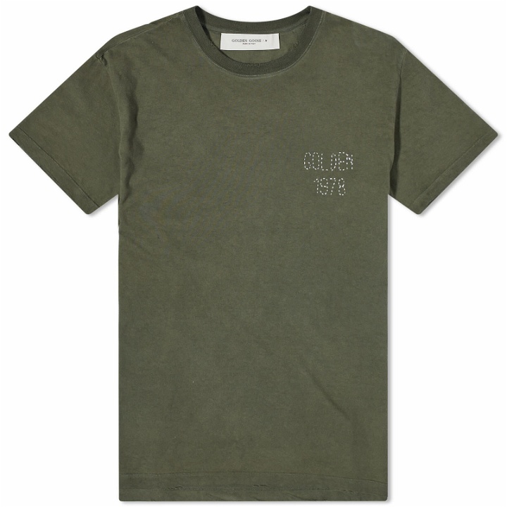 Photo: Golden Goose Men's Distressed Golden 1978 Embroidery T-Shirt in Beech/Heritage White