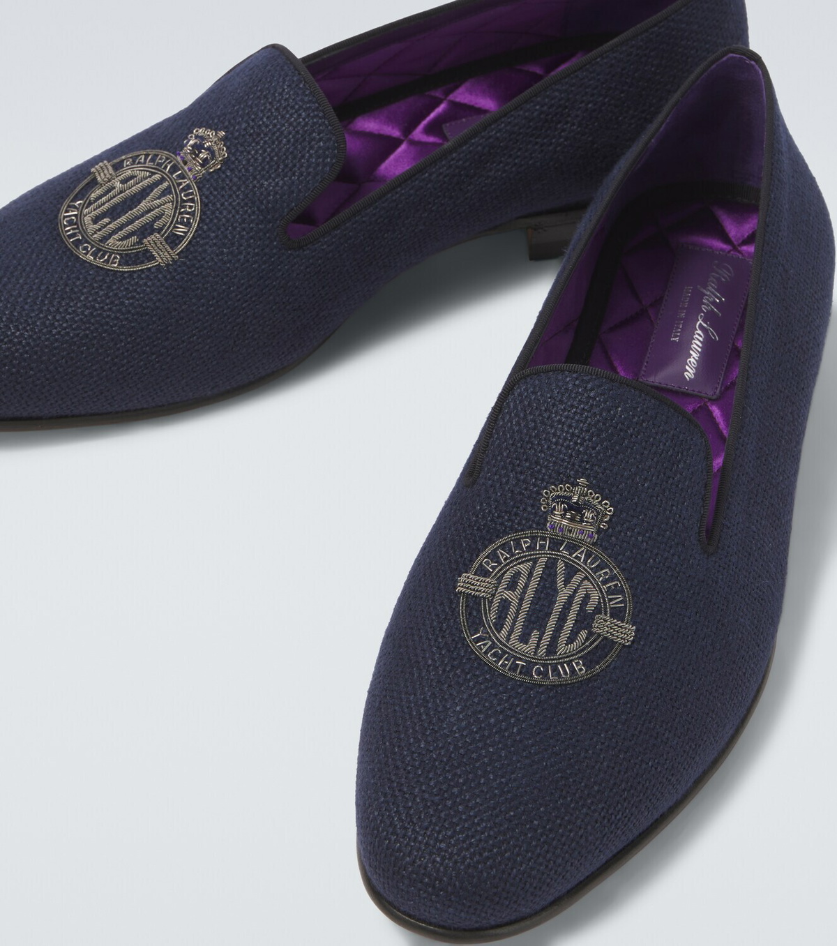 Ralph Lauren Purple Label Alonzo embroidered linen loafers