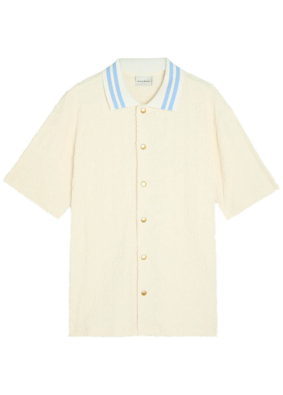 DRÔLE DE Monsieur Monogramme Terry Cotton Shirt Off White