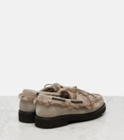 Brunello Cucinelli Monili shearling-trimmed suede boat shoes