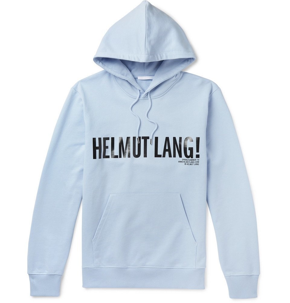 Bliv Kejser er nok Helmut Lang - Exclamation Logo-Print Loopback Cotton-Jersey Hoodie - Men - Blue  Helmut Lang