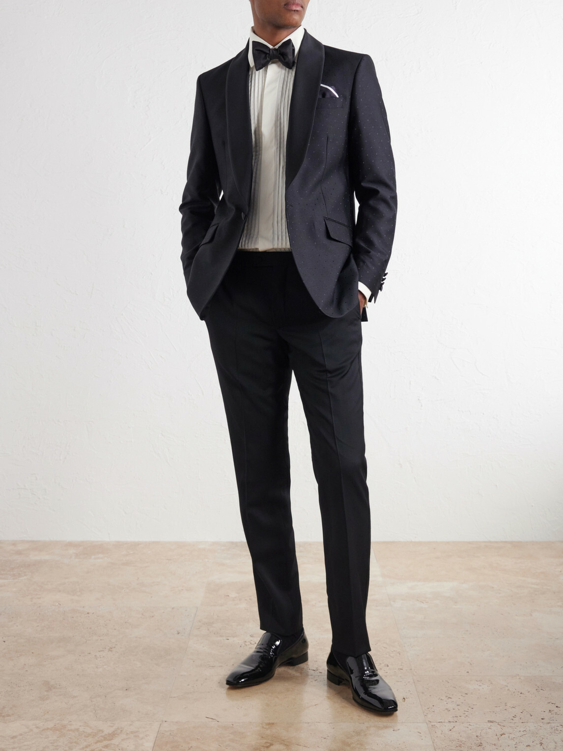 Favourbrook - Polka-Dots Wool and Silk-Blend Tuxedo Jacket - Black