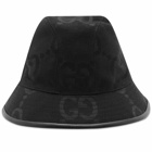 Gucci Men's Tonal Jumbo GG Fedora Hat in Black
