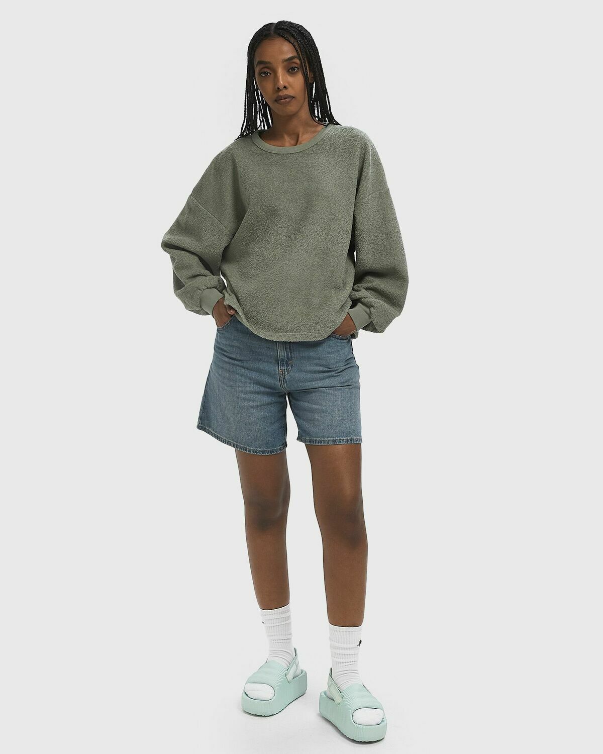 Levis HIGH BAGGY SHORT Blue Womens Casual Short