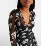 McQueen Skull asymmetric silk chiffon wrap dress