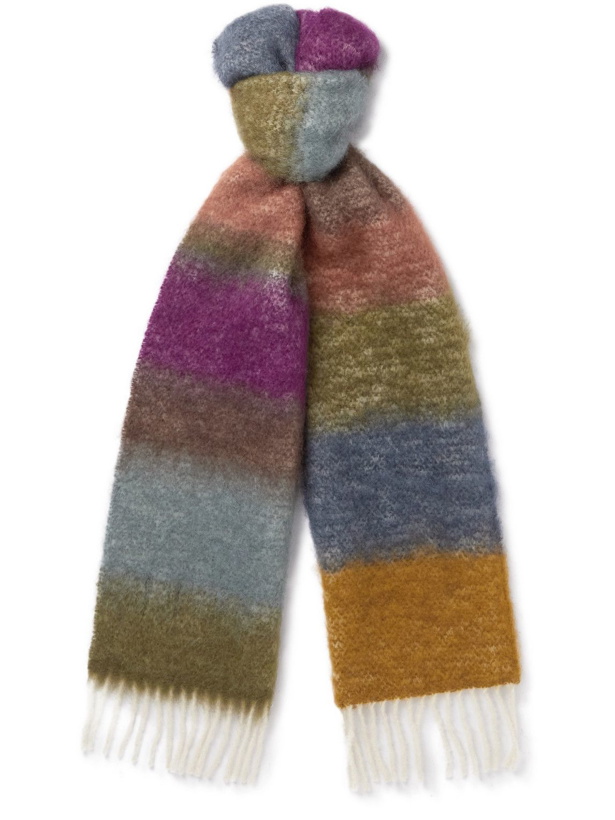 Photo: MANTAS EZCARAY - Matisse Fringed Striped Mohair-Blend Scarf