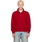 TOM FORD Red Double Face Wool Half Zip Jacket