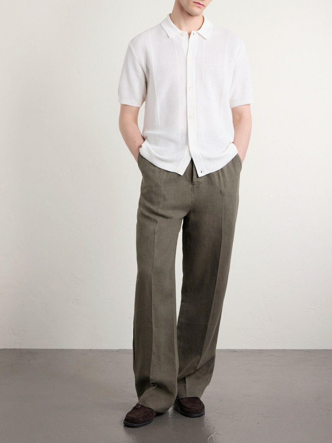 3sixteen - Straight-Leg Pleated Linen Trousers - Green