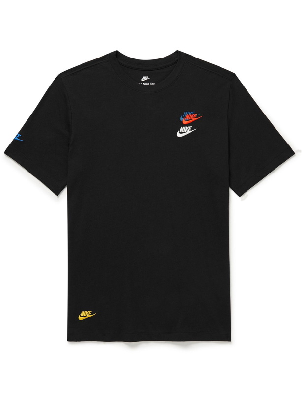 Photo: Nike - Sportswear Club Essentials Logo-Embroidered Cotton-Jersey T-Shirt - Black