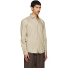 BOSS Beige Spread Collar Casual-Fit Cotton Shirt