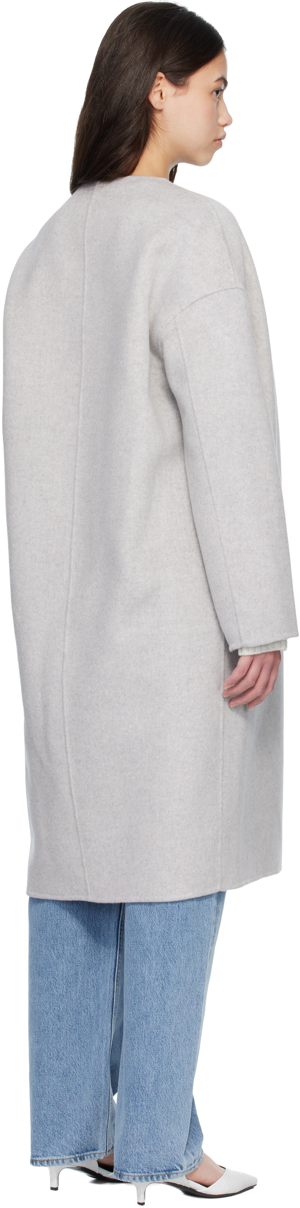 Loulou de Saison Gray KERRY Wool Cashmere Drap Oval Coat