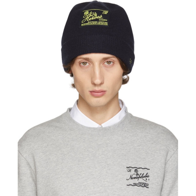 Photo: Raf Simons Navy Wool and Cashmere Heroes Beanie