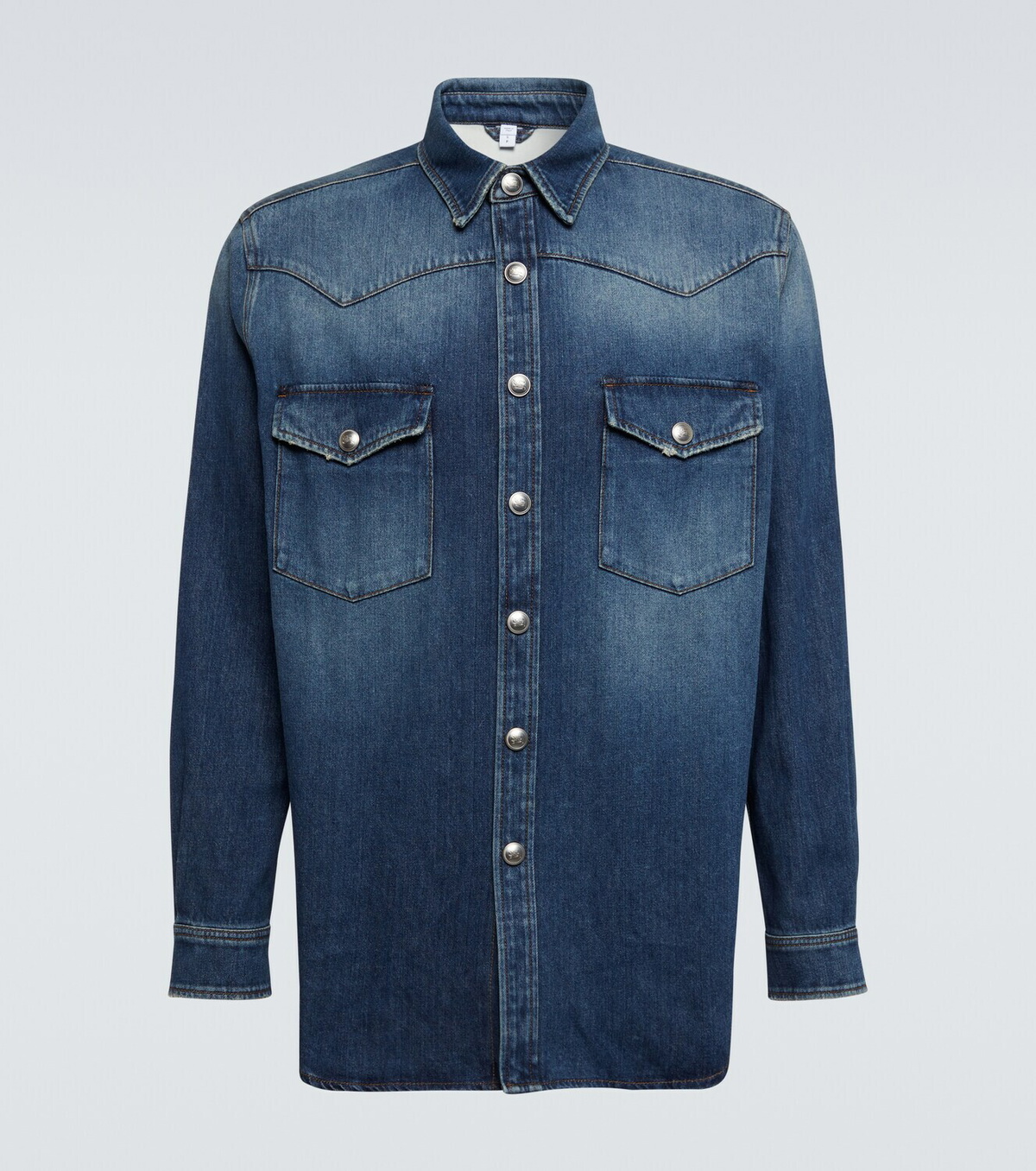 BURBERRY SNAP BUTTON DENIM SINGLE FLAP MENS on sale SHIRT