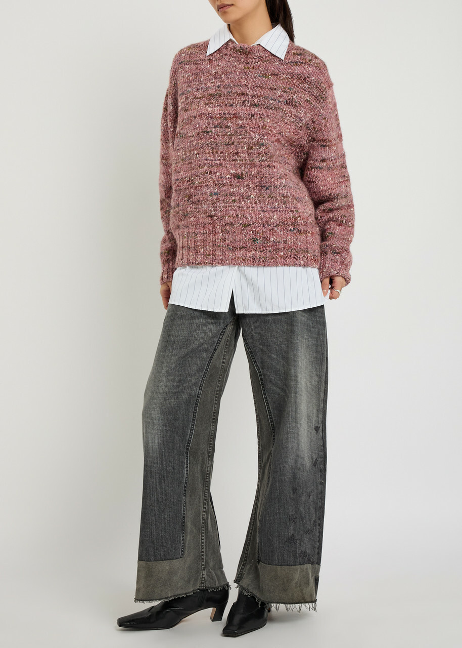 B Sides Reworked Vintage Culotte Panelled Wide-leg Jeans Black