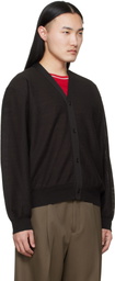 ssstein Brown Slub Cotton Knit Cardigan