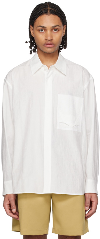 Photo: Solid Homme White Hidden Button Shirt