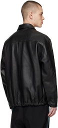 WACKO MARIA Black Zip Leather Jacket
